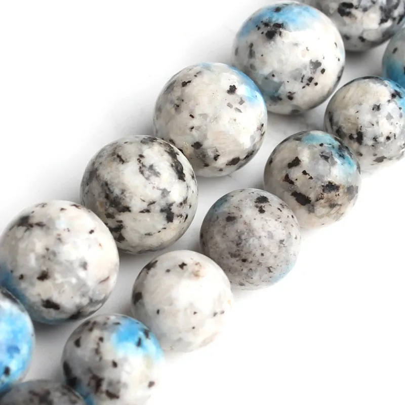 

Natural 8/10MM White Blue K2 Azurite Jaspers Gem Stone Beads For Jewelry Making DIY Bracelet