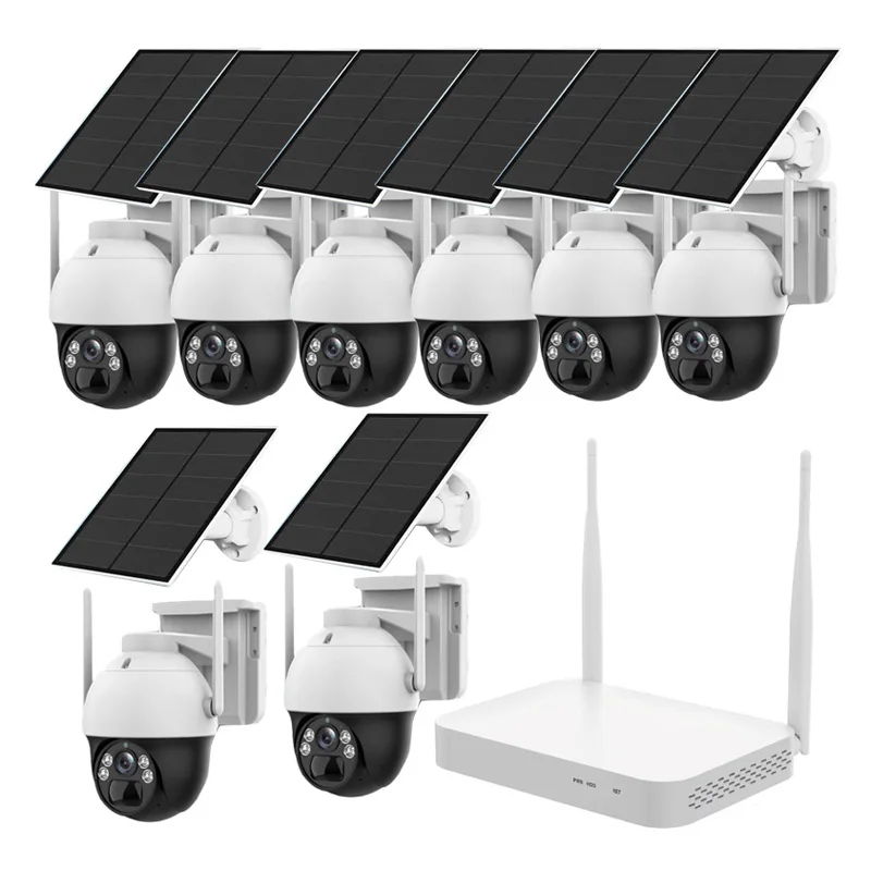 

8 Channels Battery Solar Power Wireless PTZ Camera System 8CH Wifi NVR Kit