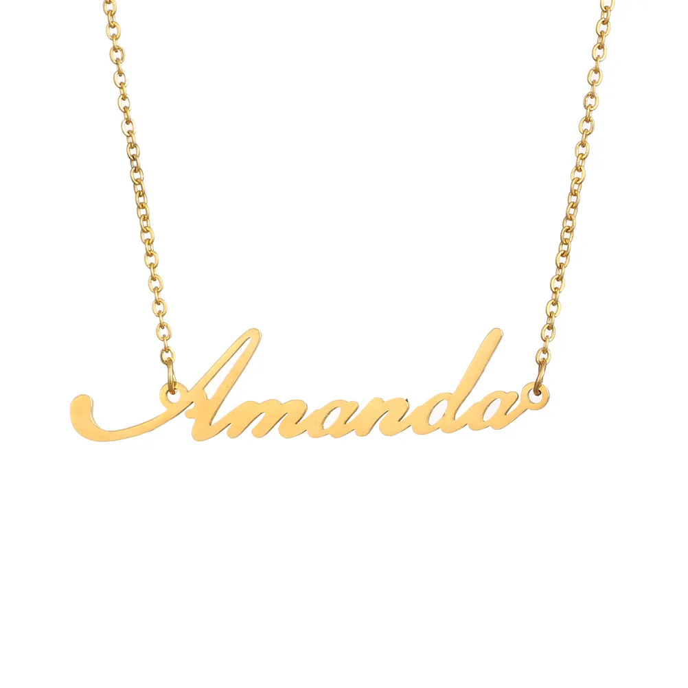 30 Names Stainless Steel Material Cursive Letter Necklace Olivia Sarah ...