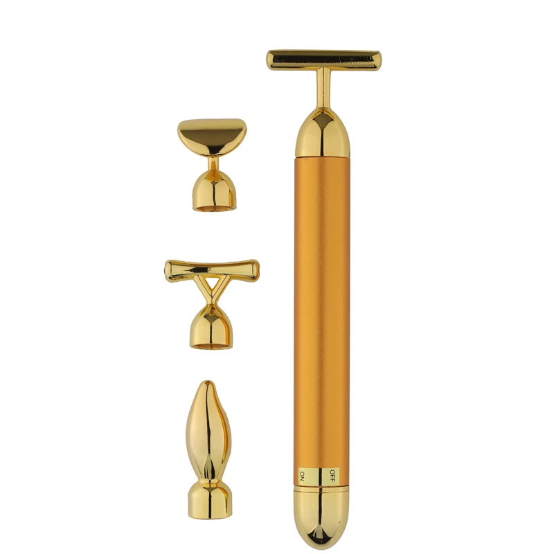 

Amazon hot sale face beauty tools 4 in 1 energy face massage roller 24k gold vibrating facial beauty bar