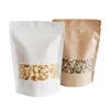 Doypack Ziplock Brown White Kraft Craft Paper Standing Up Pouches Food Packaging Zipper Bags With Window