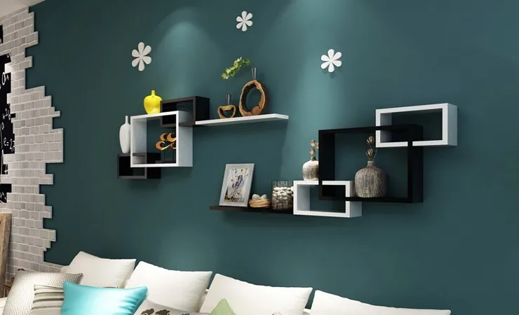 Home Mount Black Metal Display Wire Wall Rack Modern Wall Shelf