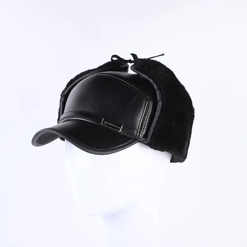 
New Arrival Bilayer Headgear Keep Warm Plus Cashmere Leather Hat Breathable Winter Hat 