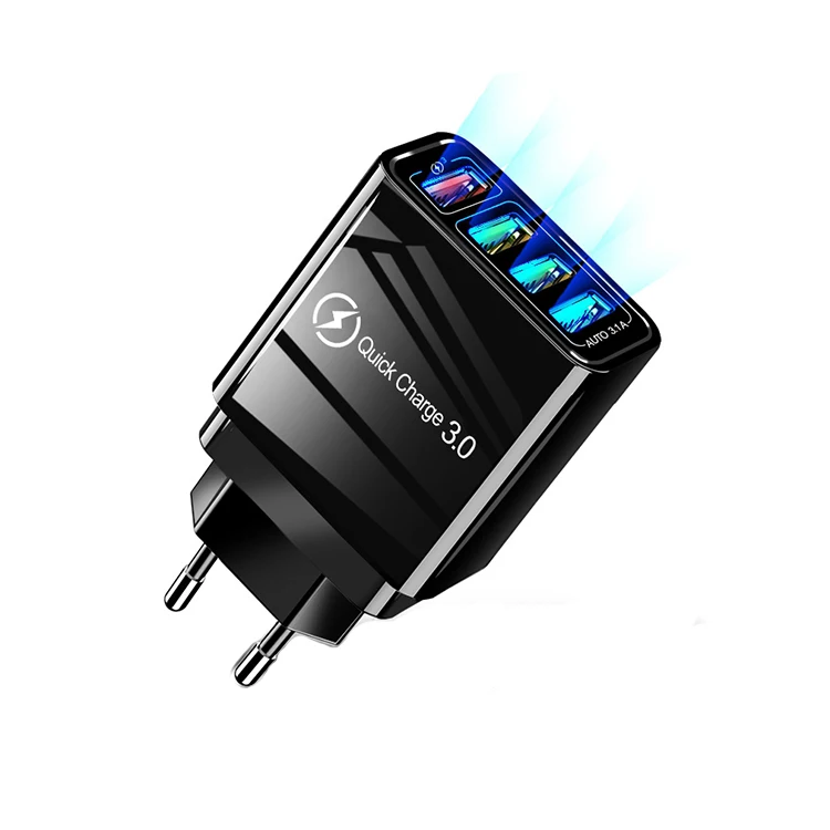

US EU UK Plug 4 Ports QC 3.0 Fast Charger USB Chargers for iphone samsung, White black