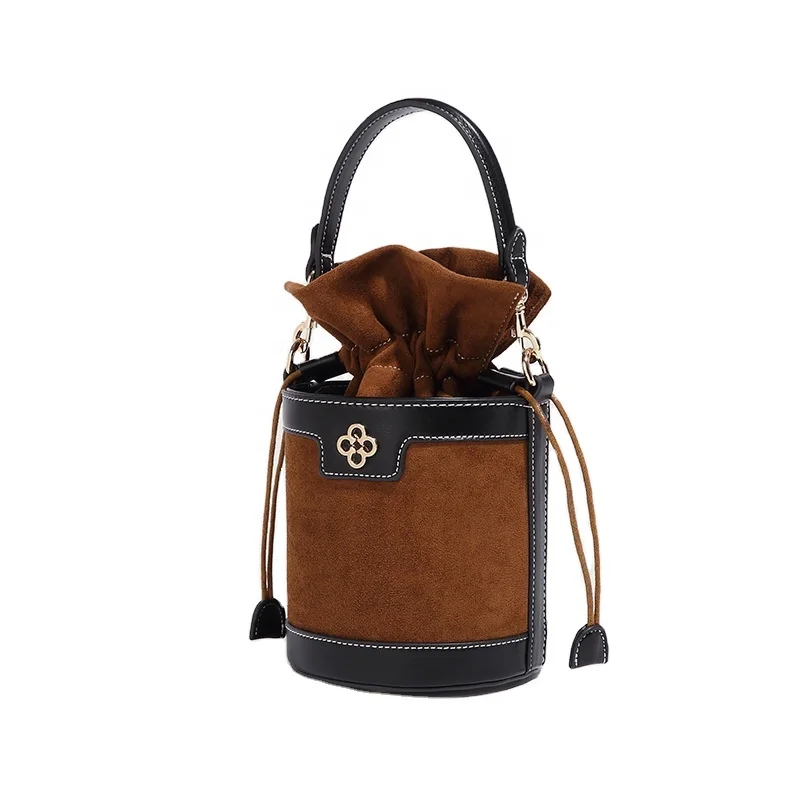 

Vintage Small Drawstring Leather Shoulder Crossbody Bags Mini Handbags Ladies Bucket Bag