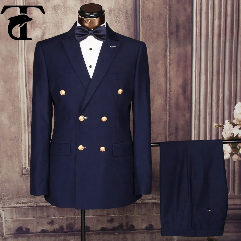 

New Design turkish mens suits direct manufacturer customized design uniform Double Breasted man suit, Blue