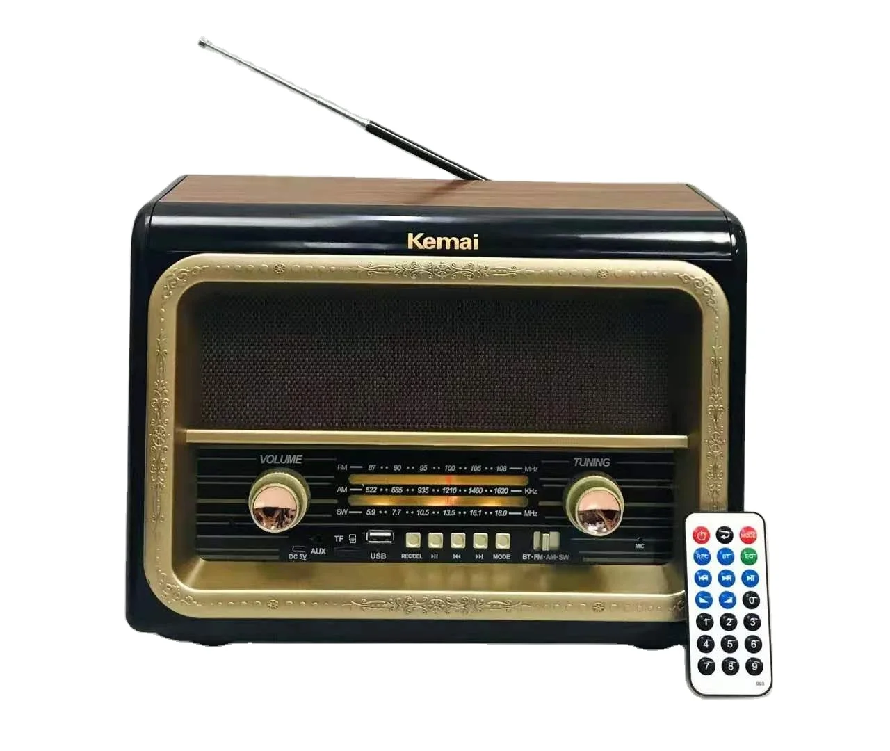 

Kemai MD-1911BT AM FM SW FM AM SW 3 Band Vintage Retro Radio wooden Radio With USB SD TF Mp3 Player Blue Tooth Speaker, Oem