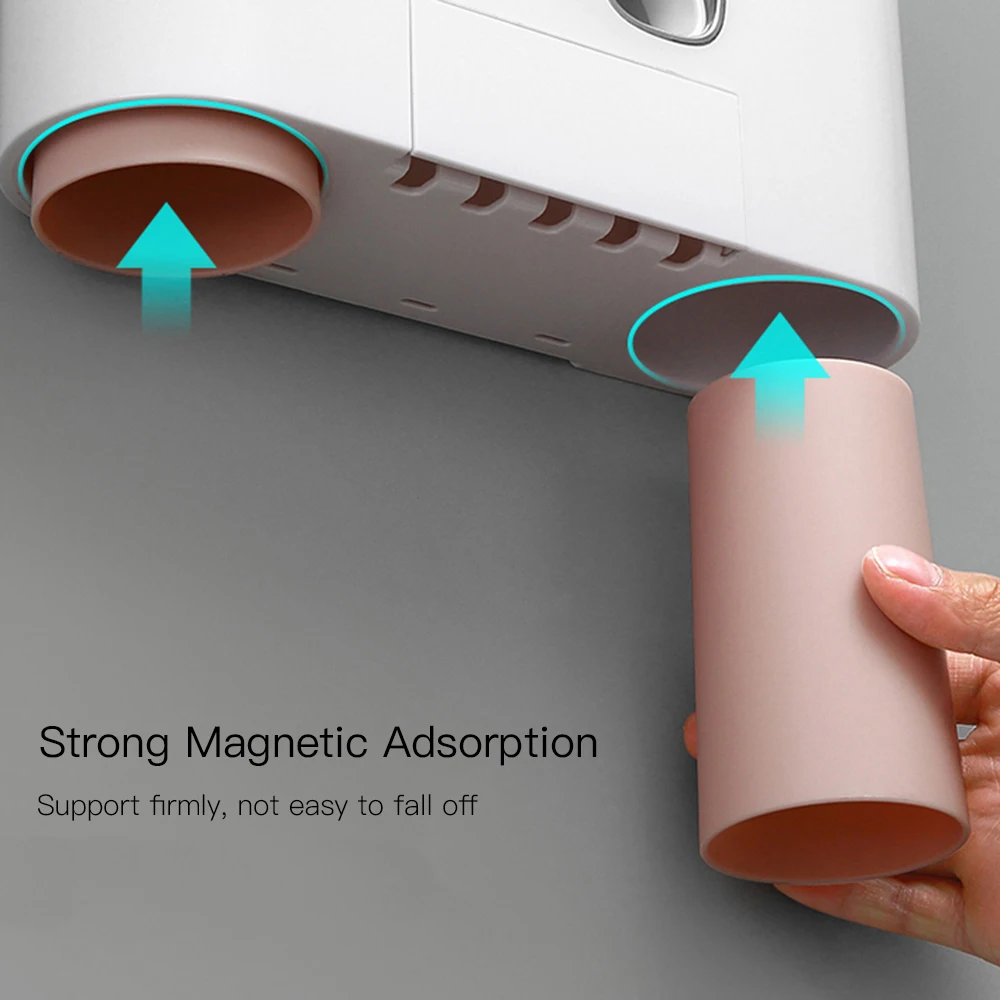 2019 Auto Bathroom Wall Mount Automatic Ecoco Squeezing Toothpaste Dispenser with 5pcs Toothbrush Holder for the Disabled