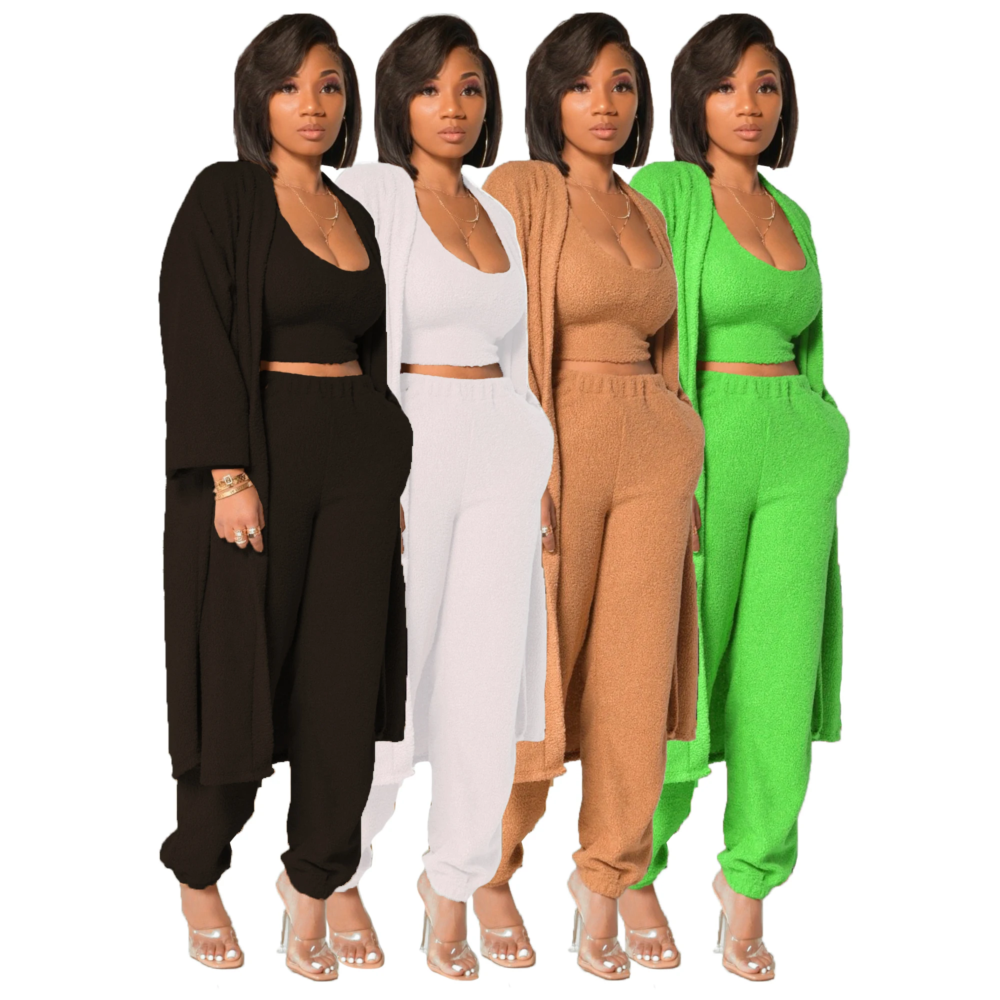 

Foma clothing CN0081 New arrivals 2020 fur three piece set women club clothing warm coats ladies