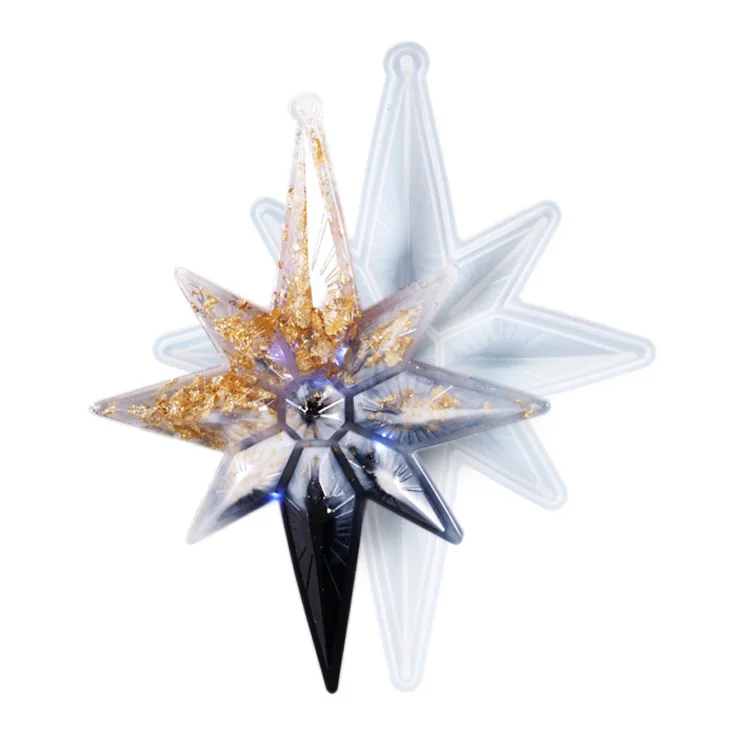 

Octagonal Star Resin Mold Gartful Diamond Star Silicone Decoration Casting Molds with Hanging Hole for Christmas Home Party Deco, White