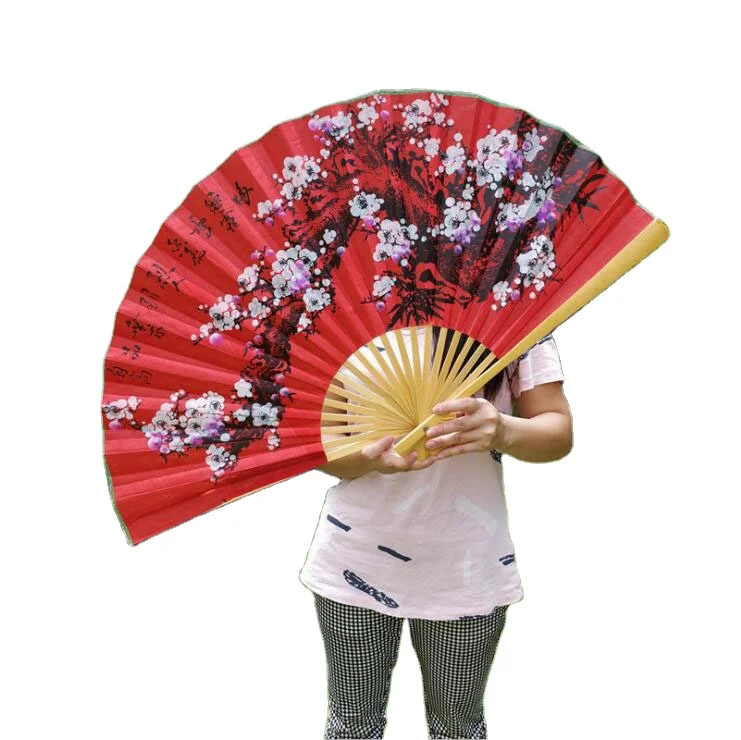 

[I AM YOUR FANS]Hot Selling 100% Hand Painted Red Chinese painting Blossom Folding Wall Fan