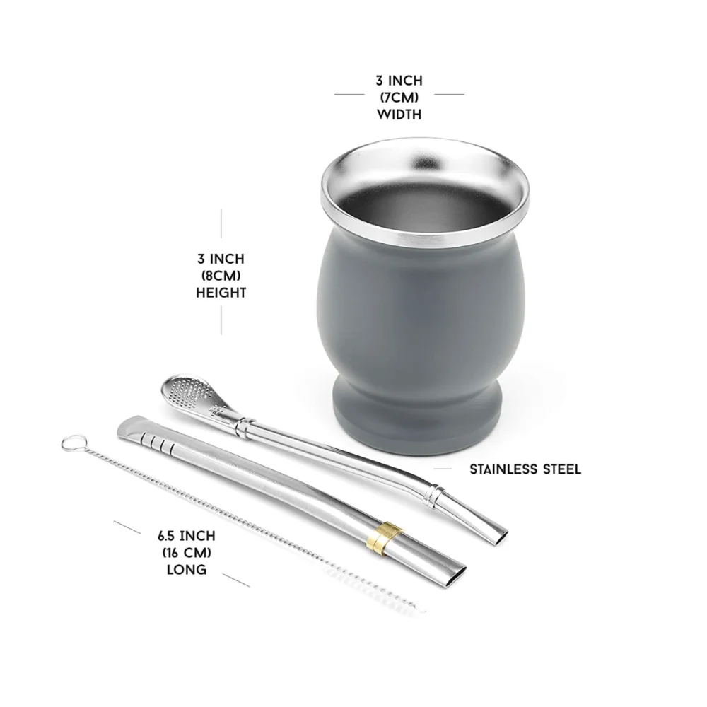 

Yerba Mate Bombilla Set 8oz Mate Cup Stainless Steel Double Wall vacuum insulated Mate Cup, Customized colors acceptable