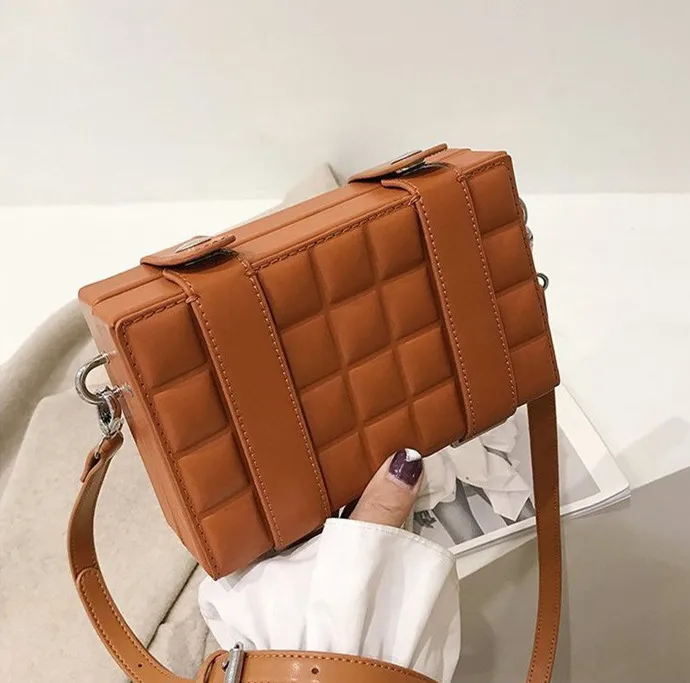 

Women hand bags 2020 new fashion small square bag retro single shoulder messenger small box bags luxury handbags, Black white yellow coffee brown