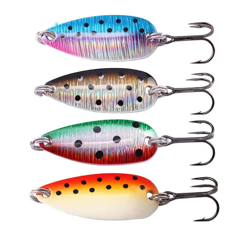 

7g 14g 25g Dotted spoon fishing lures spinnerbait with VMC hooks Jigging bass lure blanks metal fishing spoon
