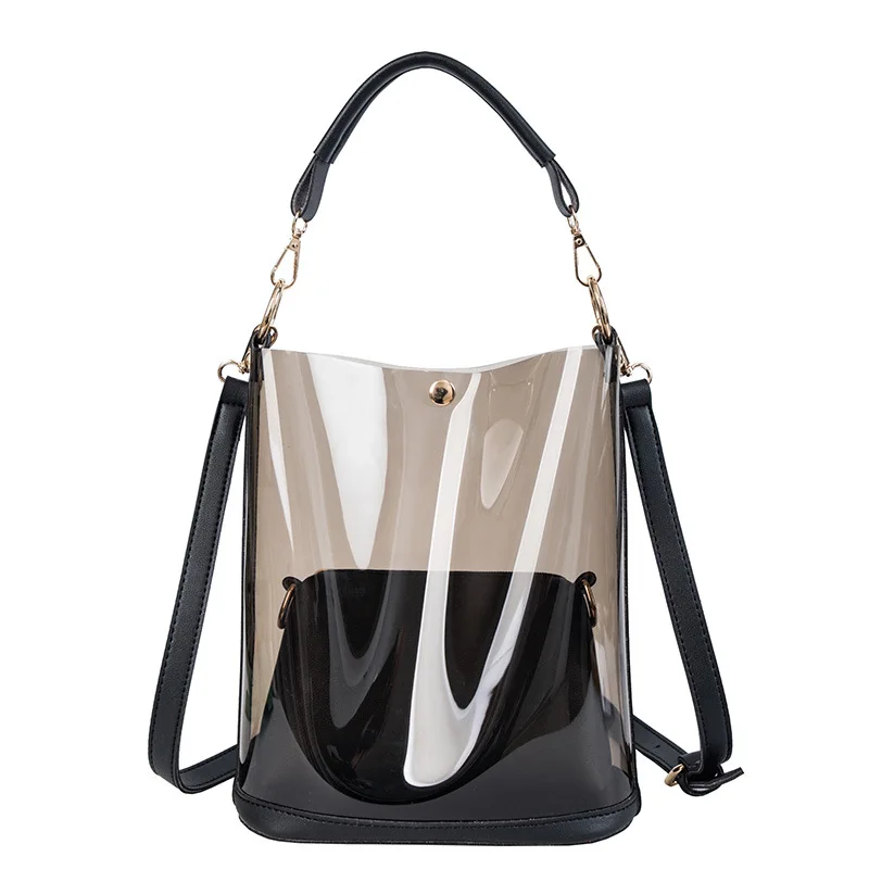 

The new transparent pvc bag summer crossbody bag fashion women hand bags, Black, blue, pink, white