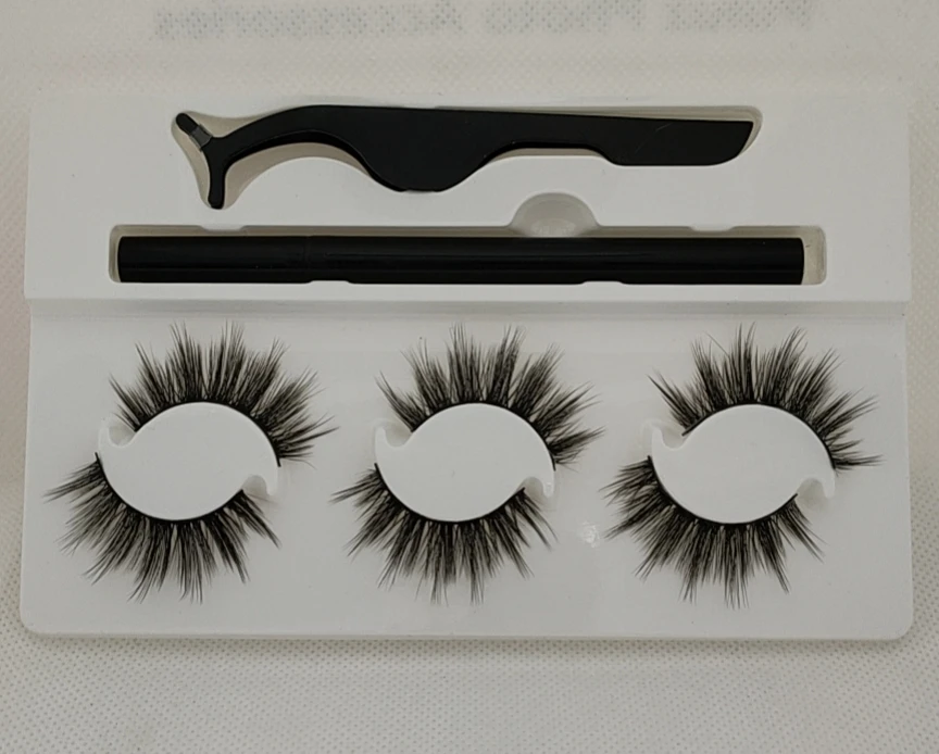 

Wholesale private label waterproof liquid magic eyeliner lashes glue eyelashes pen faux mink full strip eyelashes, Natural black 3d mink eyelashes