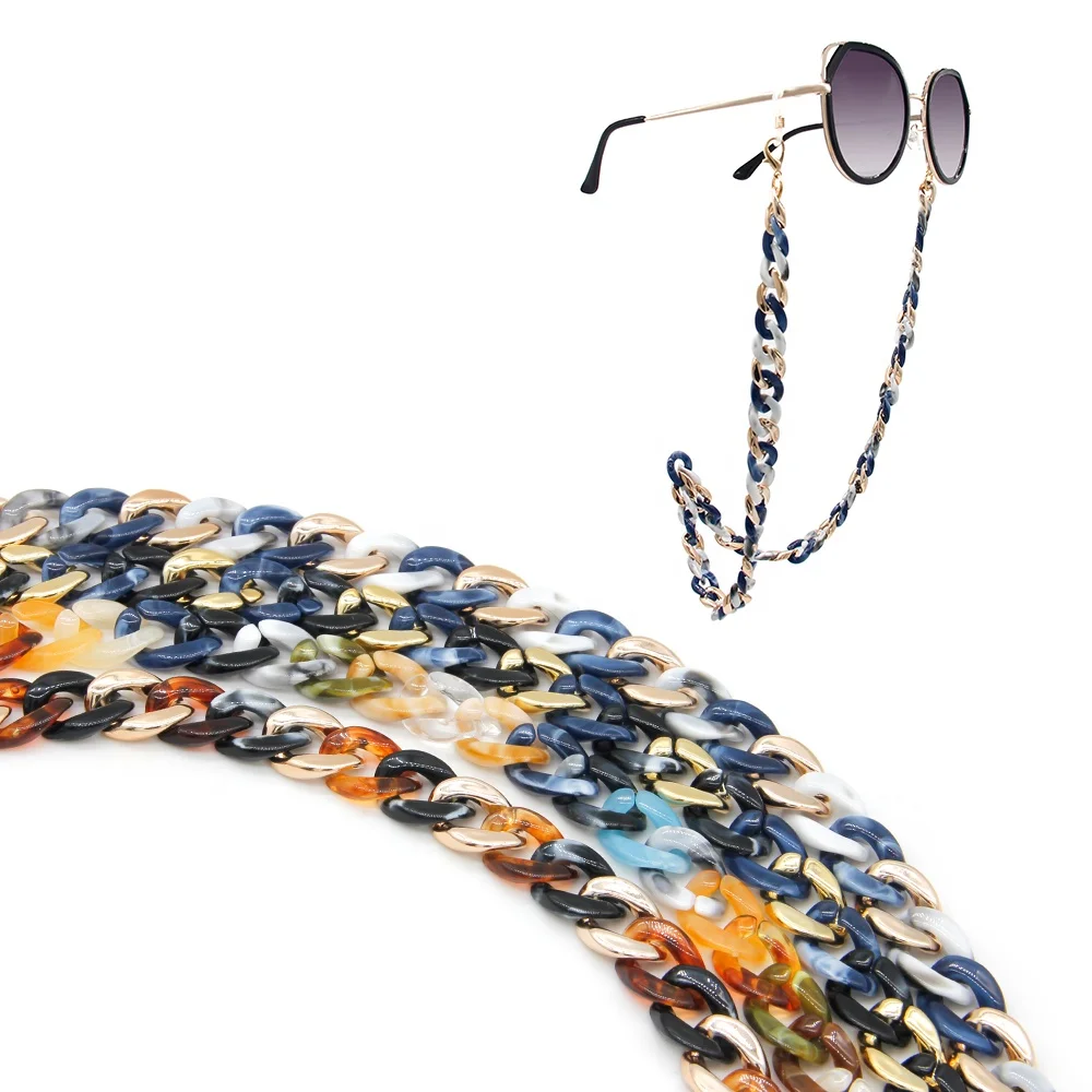

Fashion design factory direct Multi-color acrylic maskholder chain eyeglasses necklace sunglasses strap glasses neck cord, As shown or customized
