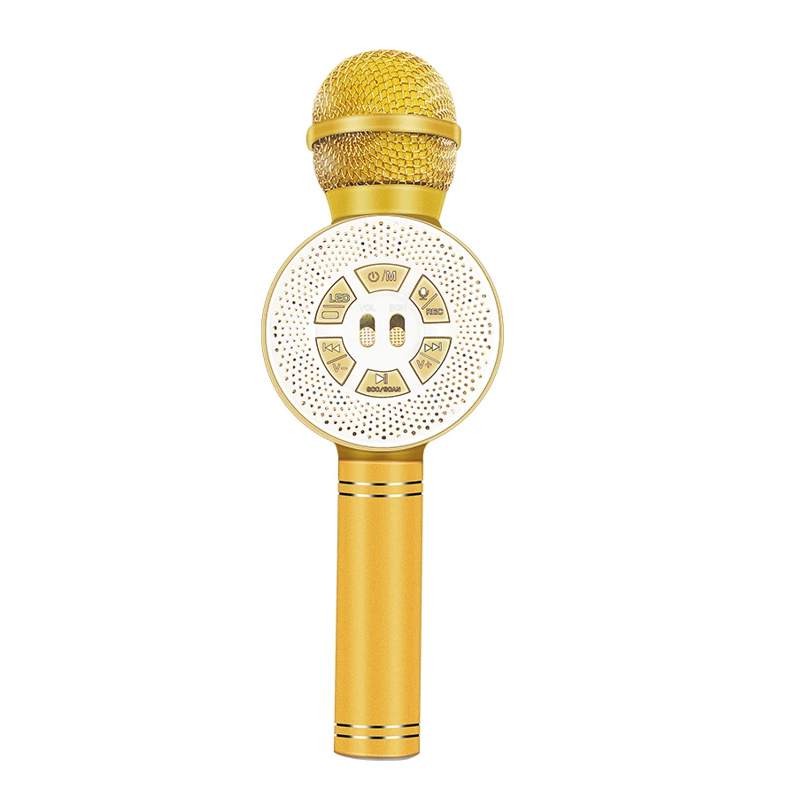 

drop shipping ws669 Karaoke Microphone Colorful Led Lights Mobile Phone, Black gold rose gold