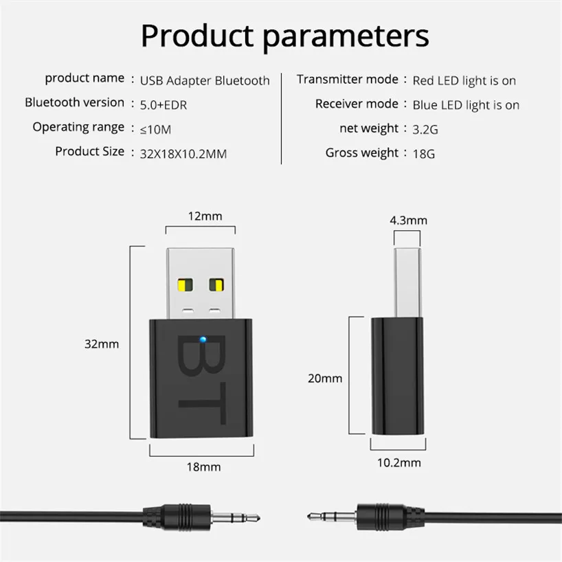 Bluetooth 5.0 Audio 2in1 Receiver Transmitter Mini Stereo Bluetooth Aux