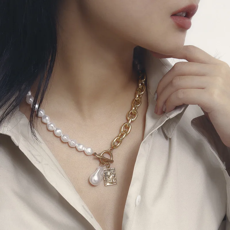 

Aimgal Jewelry Pearl angel hangtag monolayer necklace for women