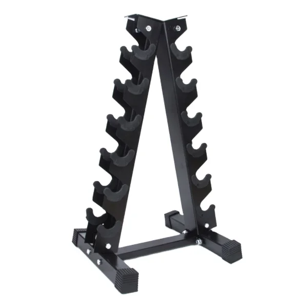 

Cheap dumbbells rack hold 6 pairs of dumbbells gym equipment thicken multi layer dumbbell iron stand rack, Black