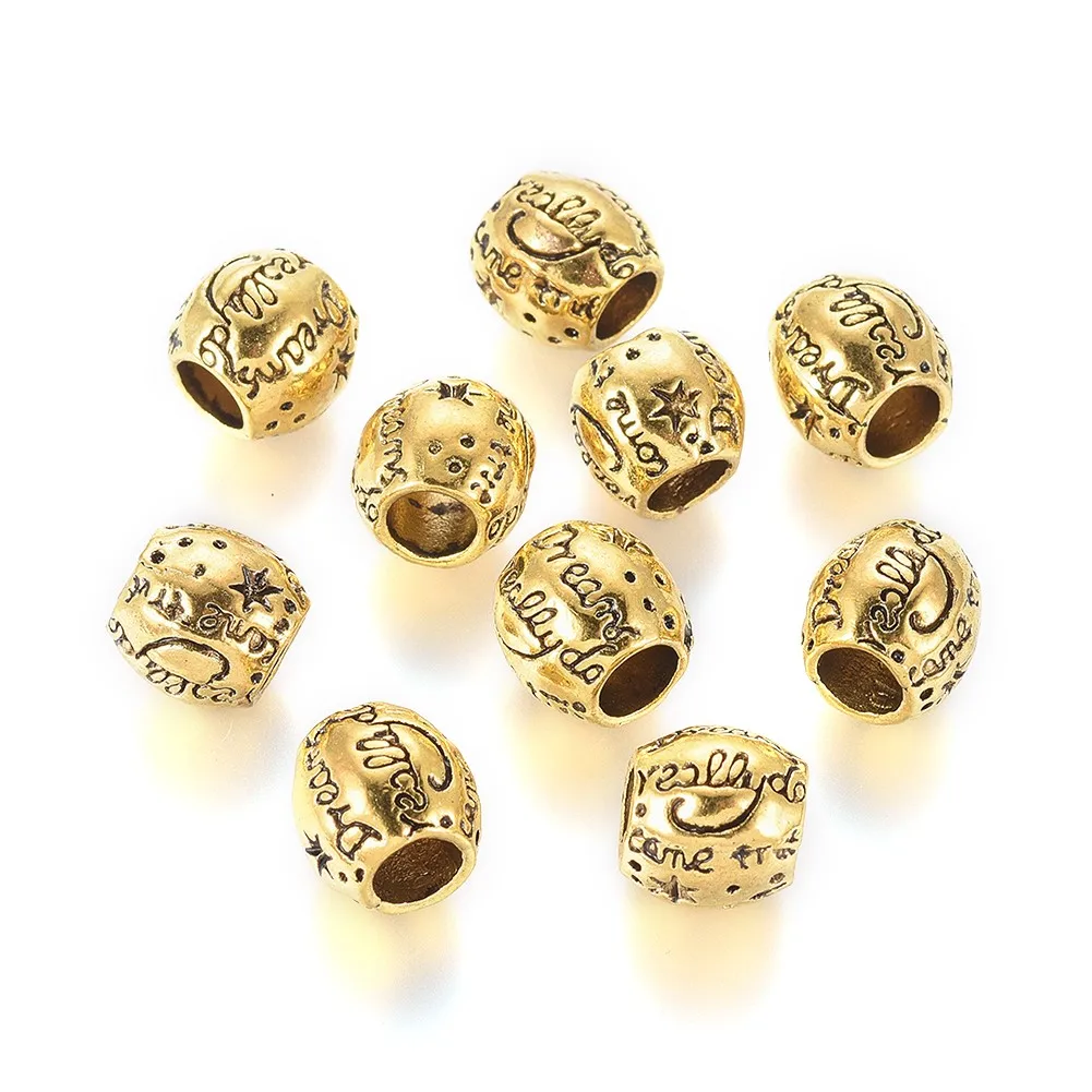 

Pandahall Barrel Antique Golden Alloy European Large Hole Beads