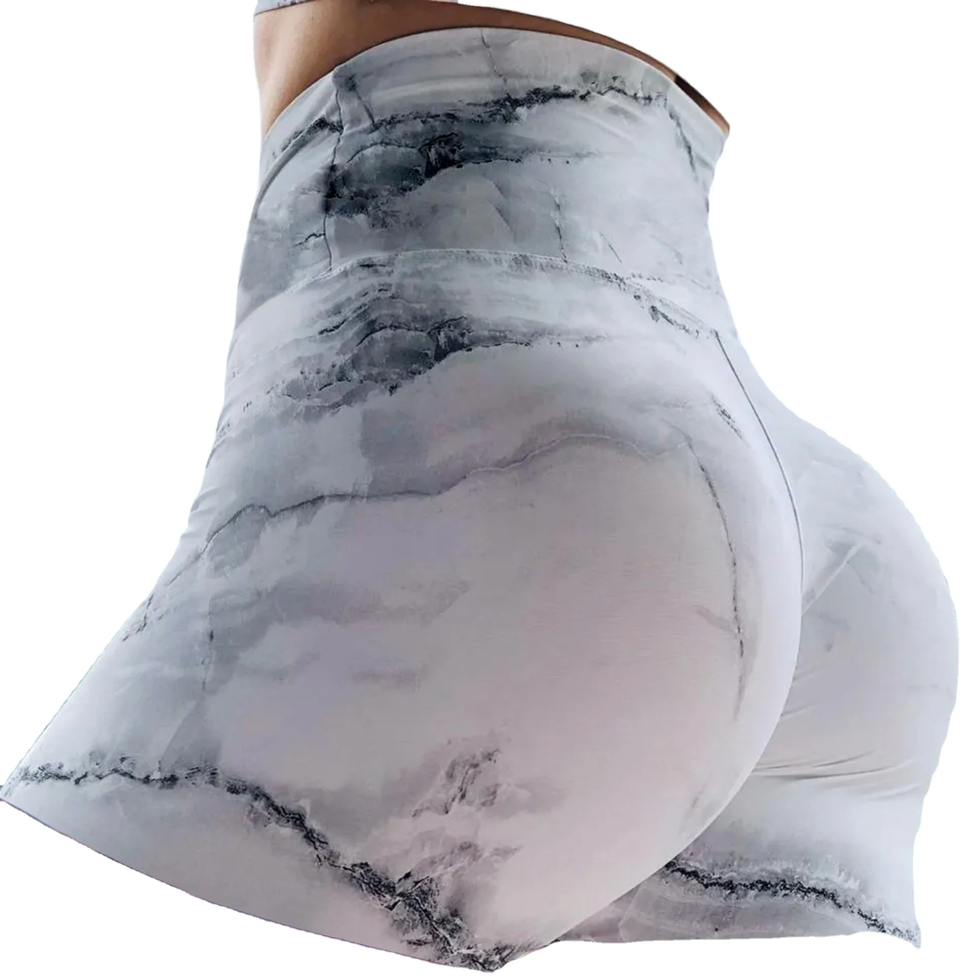 

Factory design high elastic spandex high waist printed women plus size sports fitness yoga shorts for sport, Customized colors