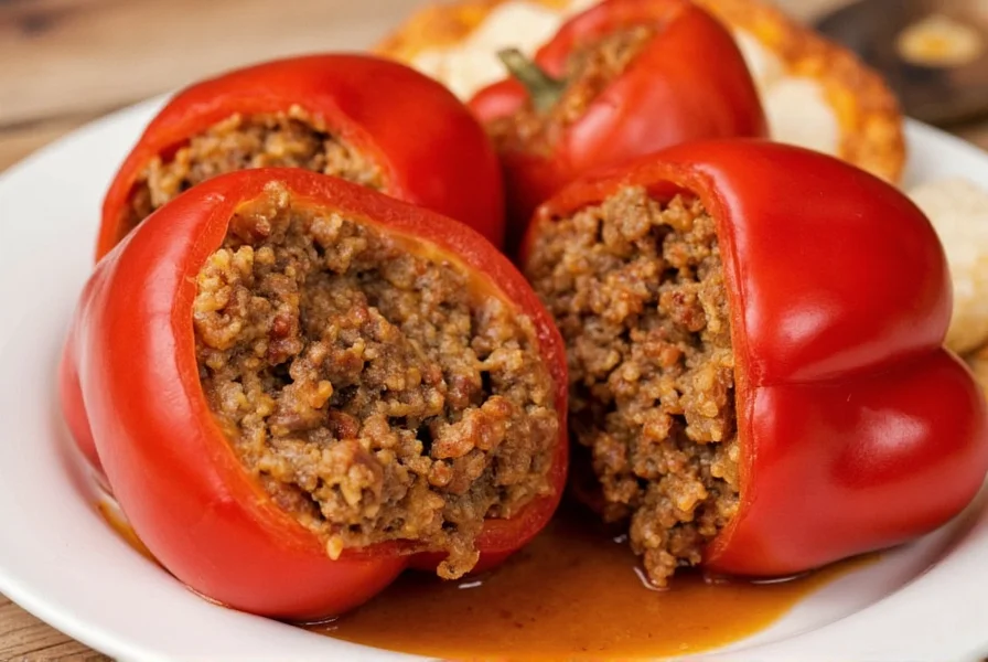 Perfect Stuffed Red Pepper Recipe with Ground Beef