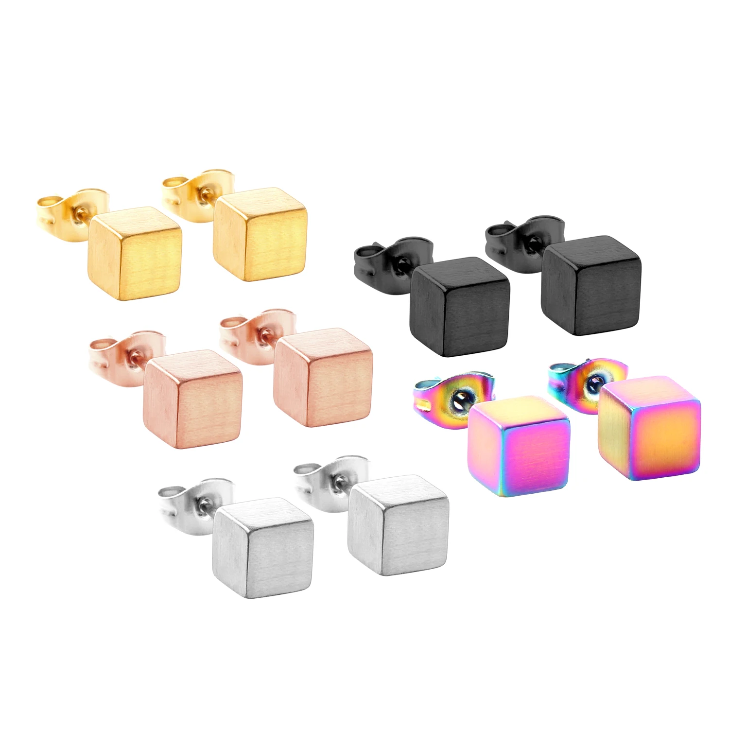 

Simple Colorful Plated Square Stud Earrings Hot Style For Women Earings Jewelry Gift Gold For Party, Gold/steel