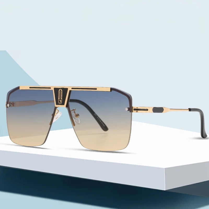 

Fashion Oversized Rimless Sunglasses Luxury Brand Designer Square Sunglasses Metal Mens Sunglasses 2022