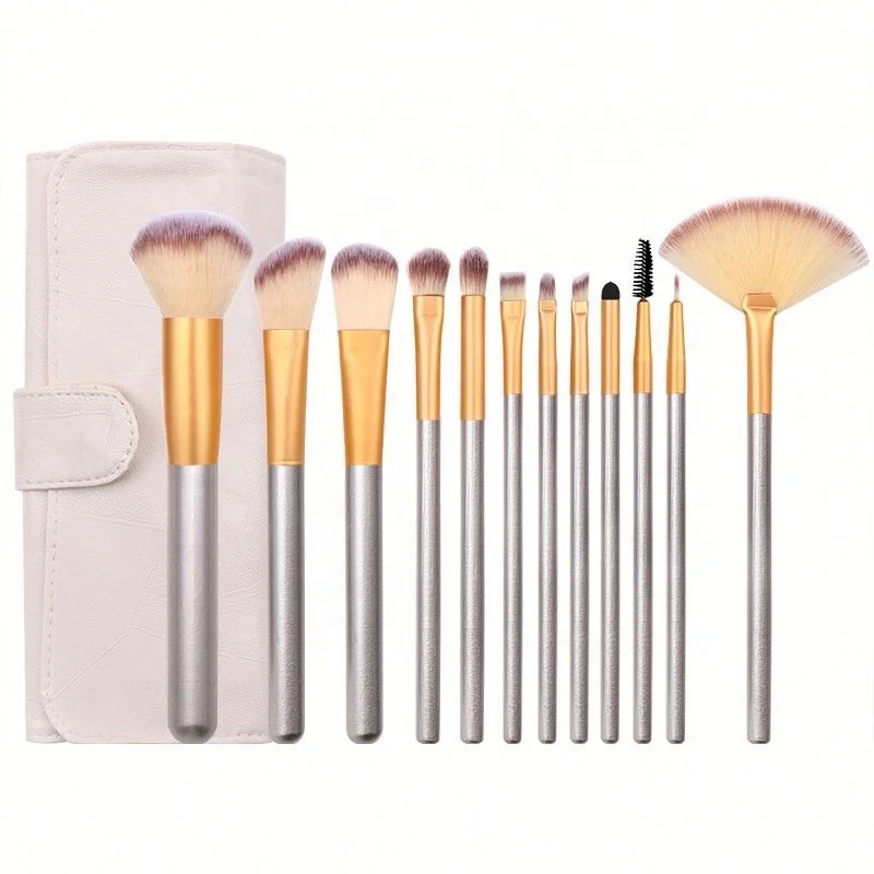 

Wholesale 12/18/24/ PCS Creamy-white Champagne Gold Eye Makeup Brush Set Beauty Tools, Pics