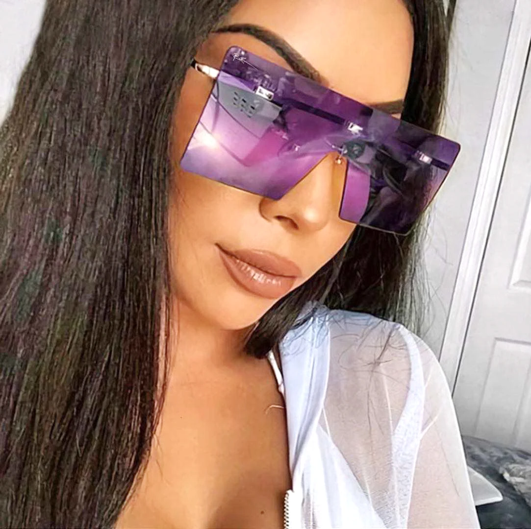 

2021 rimless square frames sunglasses oversize sunglasses for women, Multi colors