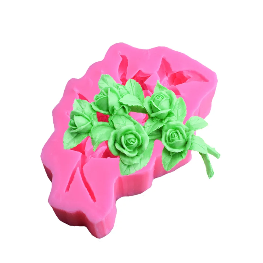 

Large Three-dimensional Rose Flower Liquid Fondant Silicone Mold Diy Baking Soft Clay Cake Decoration Mold Kitchen Accessories, As show