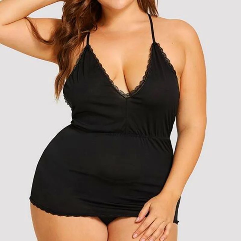 

YJC0176 Fat Woman plus size sexy high elastic and waisted stitching lace small lace strap short night dress, Black,white,red,purple,pink,green,yellow...