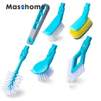 

Masthome 5 in 1 cleaning dish brush set Long Handle Plastic sponge multi-head Bottle Cleaning Rotating Brush