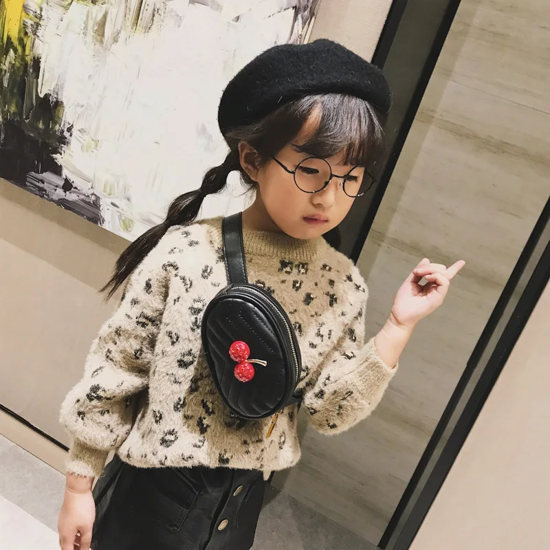 

New Style Leather Kids Waist Bag Pack Chest Bag Children Belt Bag Money Pouch Zipper Waist Pack