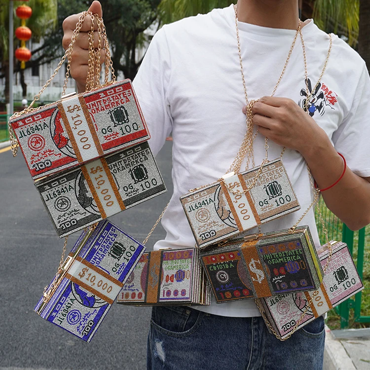 

New Design Fashion High Quality Pink Shoulder Bling Handmade Clutch Money Bag Rhinestone Purse For Girls, 7 stock colors