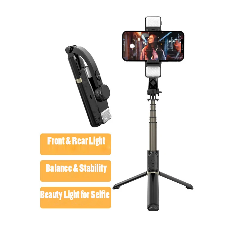 

Backlit Pocket Single Axis RemoteHandheld Phone Gimbal Stabilizer Revolving Rotary Video Selfie Stick, Black