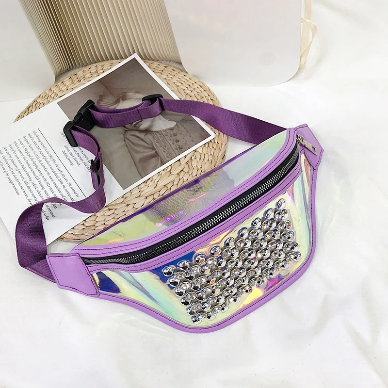 

2019 personality diamond fashion lady clear laser fanny pack, Color1/2/3/4