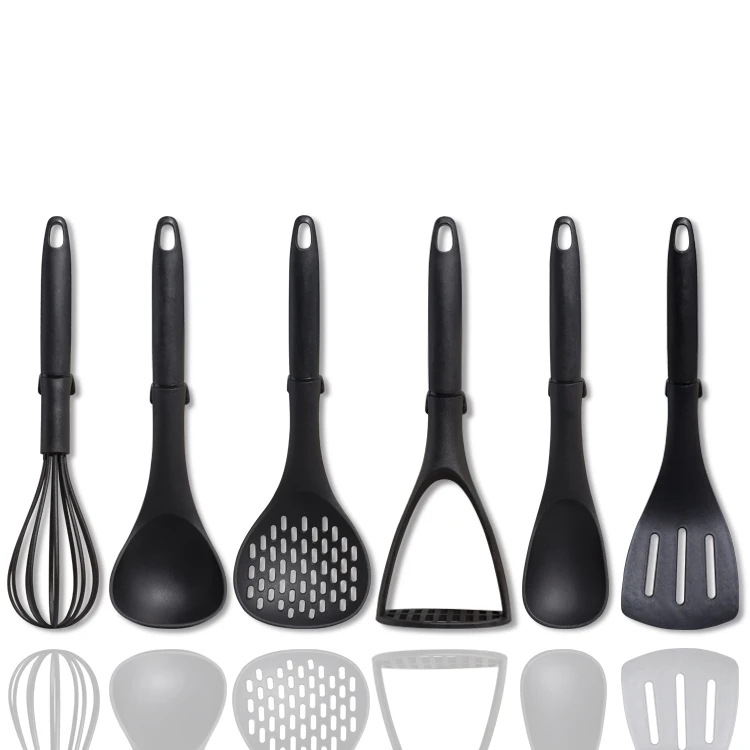 

Household 6 Pieces Black Factory Price Nylon Cooking Tools Kitchen Utensils Set With Good Packing