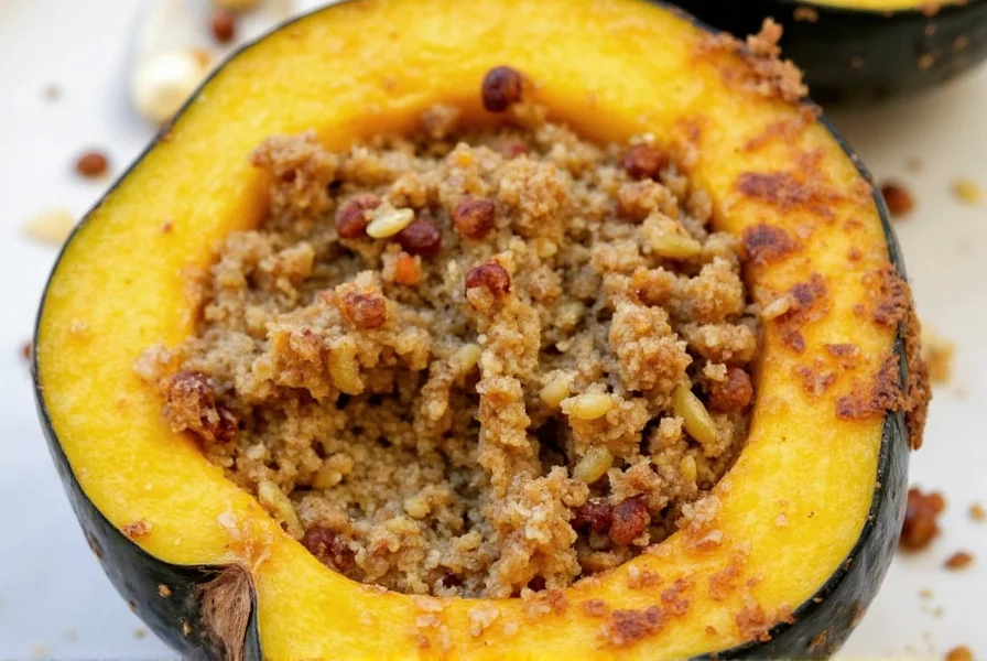 Finished baked stuffed acorn squash on plate
