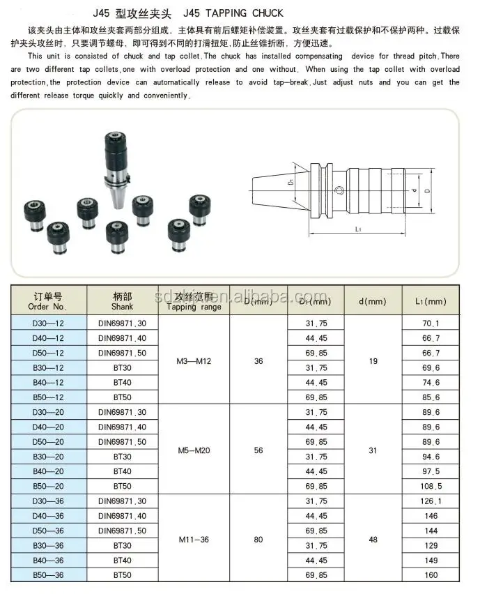 Bt40 Bt50 Sk40 J4512 J4520 Gt24 D30 D31 Tap Tool Tapping Chuck - Buy ...