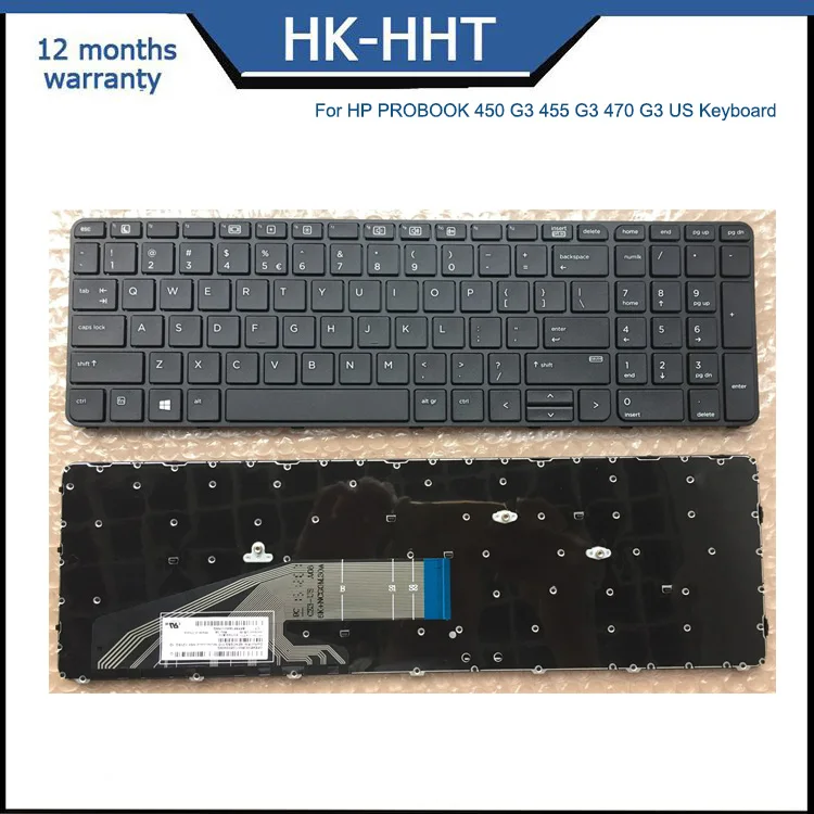 
New For HP PROBOOK 450 G3 455 G3 470 G3 US Laptop Keyboard 