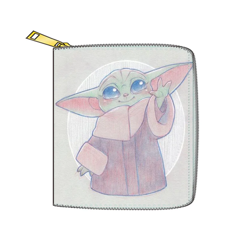 

Customizable PU Short Cartoon Painting Zipper Wallet Ladies Anime Purse StarWars Yoda Baby Wallet