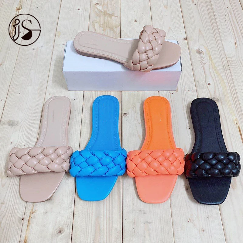 

2021 hot sale women slippers Hand woven slides footwear slides women, Picture