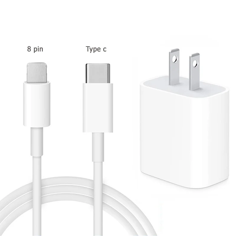 

High Speed 18W USB power adapter 20W PD fast charging Cable EU/US plug for iphone 12 12pro max for iphone x