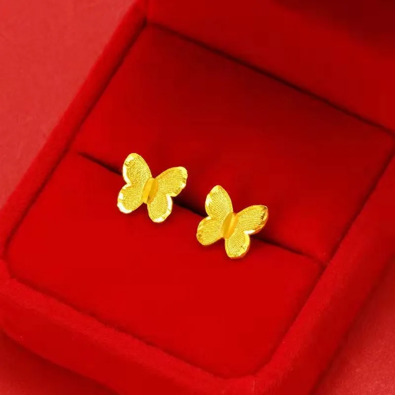 

Vietnam Placer Gold All-Match Copper-Plated Gold Women's Earrings Fashion New Butterfly Studs Coins To Create Live Supply