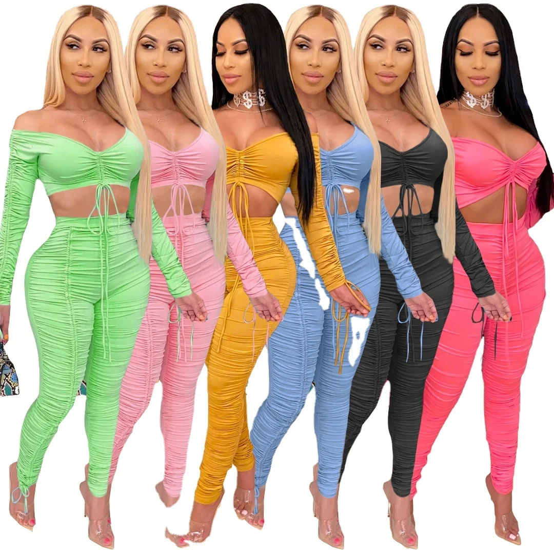 

Spring Women 2 Two Piece Pants Set Clothing Joggers Winter Clothes Ladies Tracksuits Stacked Joggers Sweat Suits Sets