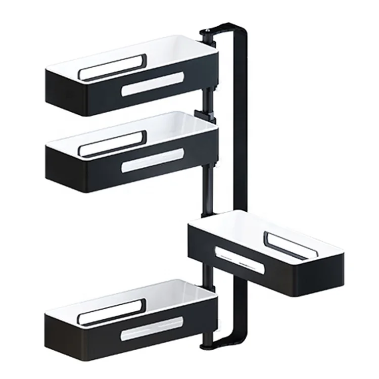 

Modern Design Multipurpose four-Layer Wall Mounted Metal rack kitchen storage holder, Black