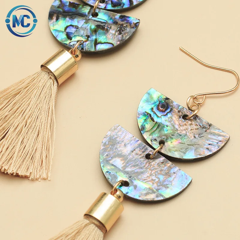 

2021 Charm Geometric Semicircle Earrings Ethnic Style Long Tassel Earrings Women Pendant Earrings, As the picture